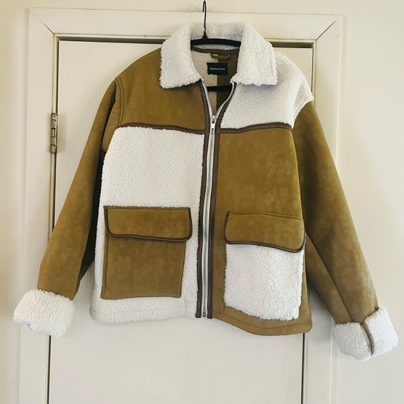Men’s Urban Outfitters faux Shearling Leather aviator VTG bomber Jacket S/M - Picture 1 of 10